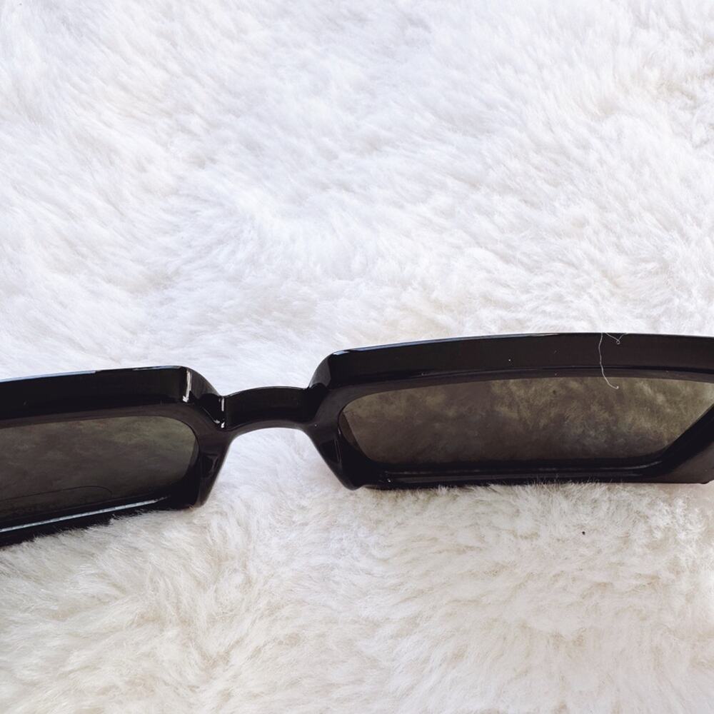 Aaron Black w/ Green Tint Rectangular Sunglasses - Picture 9 of 11